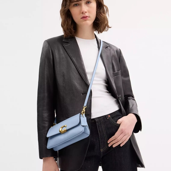 NWT! Coach Jet Shoulder Bag In Brass/Bluebell - Picture 6 of 8